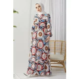 InStyle Meva Oval Pattern Viscose Hijab Dress - Navy Blue