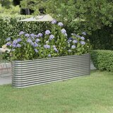 vidaXL Visoka greda iz prašno premazanega jekla 260x40x68 cm srebrna | Shoptok.si