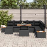 vidaXL 9-dijelni vrtni kauč set s jastučićima crni poli ratan | shoptok.hr