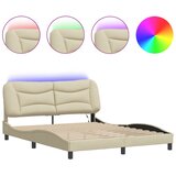  Okvir kreveta s LED-om bez madraca Hvar krem 160x200 cm Tkanina | shoptok.hr