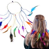 Boho traka za kosu s perjem i drvenim perlicama | shoptok.hr