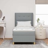 Box Spring Krevet s Madracem i LED Osvjetljenjem Svjetlosiva 100x200 cm Tkanina | shoptok.hr