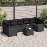  Sjedeća garnitura za vrt 8 kom. 7-Broj sjedala Crna poliratan 289 x 124 x 85 cm | shoptok.hr