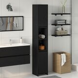 vidaXL Kopalniška omarica Črna hrast 30x30x183,5 cm Inženirski les, (22048585) | Shoptok.si