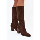 Zazoo Suede Knee High Boots With Zip Chocolate Lissara | shoptok.hr