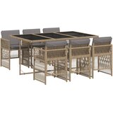 vidaXL 7-dijelni vrtni blagovaonski set od poliratana s jastucima bež | shoptok.hr