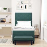  Postelja z vzmetnico z vzmetnico Temno zelena 90 x 190 cm Žamet, (5000126307) | Shoptok.si