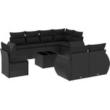  9-dijelni set vrtnih sofa s jastucima crni od poliratana | shoptok.hr