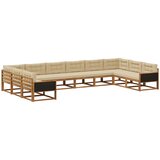 vidaXL Zunanja garnitura za sedenje z blazino 10 pcs Naravna in bež, (5000280194) | Shoptok.si