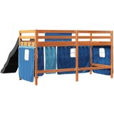 vidaXL Otroški pograd z zavesami modra 80x200 cm trdna borovina | Shoptok.si