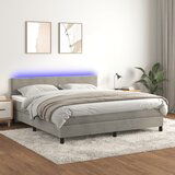 vidaXL Box spring postelja z vzmetnico LED svetlo siva 160x200cm žamet Cene
