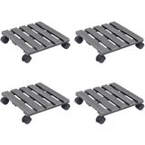 vidaXL Voziček za rastline 4 kosi sive barve 30x30x7,5 cm WPC Cene