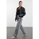 Trendyol Anthracite Color Block Stitch Detail High Waist Wide Leg Jeans | Eponuda.ba