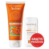 Avene SUN Dječje mlijeko za zaštitu od sunca SPF50+ SunsiStick KA SPF50+ GRATIS u
