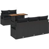 vidaXL 6-delna vrtna sedežna garnitura z blazinami črnega poli ratana | Shoptok.si