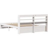 vidaXL Posteljni okvir z vzglavjem brez vzmetnice bel 140x190 cm | Shoptok.si