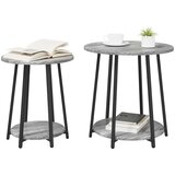  Set pomoćnih stolića s policom 2 pcs Siva Sonoma i crna | shoptok.hr