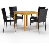  5-dijelni vrtni blagovaonski set crni Cijene