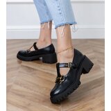Gemre Black loafers with thick soles and gold embellishment Hartis | Shoptok.si