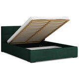 Makamii Tamno zeleni baršunasti tapecirani bračni krevet s prostorom za odlaganje s podnicom 140x200 cm Hiko – | shoptok.hr