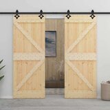 Klizna vrata 2 pcs Prirodna i crna Masivna borovina | shoptok.hr