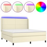  box spring s madracem LED krem 160x200cm od umjetne kože | shoptok.hr