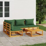 The Living Store Vrtna sedežna garnitura 5-delna z zelenimi blazinami trden les - Vrtna Sedežna Garnitura, (21476020) | Shoptok.si