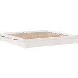 vidaXL Posteljni okvir s predali bel 200x200 cm trdna borovina, (21292214) | Shoptok.si