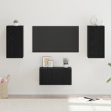 vidaXL Set TV komoda s policom s pohranom s vratima 3 pcs Crni hrast 60 x 30 x 30.5 cm | shoptok.hr