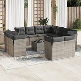 vidaXL 12-dijelni set vrtnih sofa od poliratana s jastucima sivi Cijene