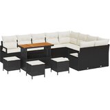  Set od 13 komada vrtnih sofa s jastučićima Crna poli ratan akacija 2-sjedna vrtna sofa s pohranom i jastučićima Crna poli ratan | shoptok.hr