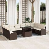 vidaXL set od 11 komada sofa za vrt s jastučićima smeđi poli ratan | shoptok.hr
