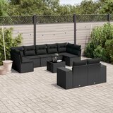 vidaXL 10-dijelni set vrtnih sofa s jastucima crni od poliratana | shoptok.hr
