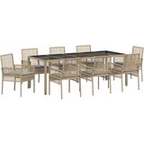  Set 5 Bež in črna Poli ratan, prašno lakirano jeklo, kaljeno steklo, (22087743) | Shoptok.si