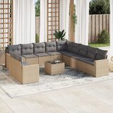 vidaXL 12-dijelni set vrtnih sofa od poliratana s jastucima bež Cijene