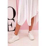 Kesi Włoski Damenkleid aus Viskose mit kurzen Ärmeln und ausgestelltem Saum white | Shoptok.si