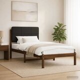  Krevetni okvir s tapiciranim uzglavljem Tamno smeđa i crna - tamno smeđa i crna 90 x 190 cm | shoptok.hr