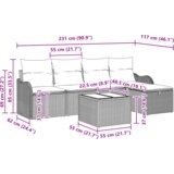 vidaXL 6-delni Vrtni Kavč Set z Blazinami Bež Poli Ratan | Shoptok.si