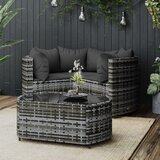Maison Chic Seti vrtnega pohištva - Vrtna garnitura - Vrtni pohištvo set 4-delna z blazinami siv poli ratan, (21820483) | Shoptok.si