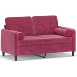  Dvosjed s ukrasnim jastucima boja vina 120 cm baršunasti | Eponuda.com