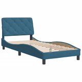 The Living Store Posteljni okvir z vzglavjem moder 90x190 cm žamet - Posteljni Okvir, (21445787) | Shoptok.si