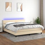 The Living Store Box spring postelja z vzmetnico LED krem 160x200 cm blago - Box Spring Postelja, (21437676) Cene