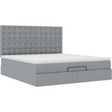 vidaXL Otomanski posteljni okvir z vzmetnico siv 160x200 cm blago | Shoptok.si