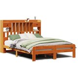  Knjižna postelja brez vzmetnice vošč. rjava 140x190 cm borovina, (21610308) | Shoptok.si