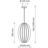  Luster na sajli KAREI 1xE27/20W/230V pr. 30 cm crna | Eponuda.com
