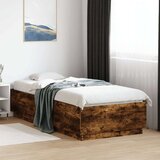 vidaXL Posteljni okvir dimljeni hrast 90x200 cm inženirski les | Shoptok.si