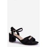 VINCEZA Women's sandals in eco suede on a high heel with black decorations Narhi | Eponuda.ba