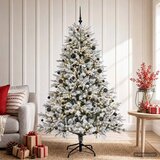  Umjetno božićno drvce s kuglicom 150 cm 150 LED lampica - Zelena i bijela 150 cm s LED-ima i crnim lopticama | shoptok.hr