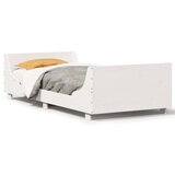 vidaXL Posteljni okvir brez vzmetnice bel 75x190 cm trdna borovina | Shoptok.si