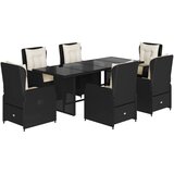  7-dijelni vrtni blagovaonski set s jastucima crni od poliratana | shoptok.hr